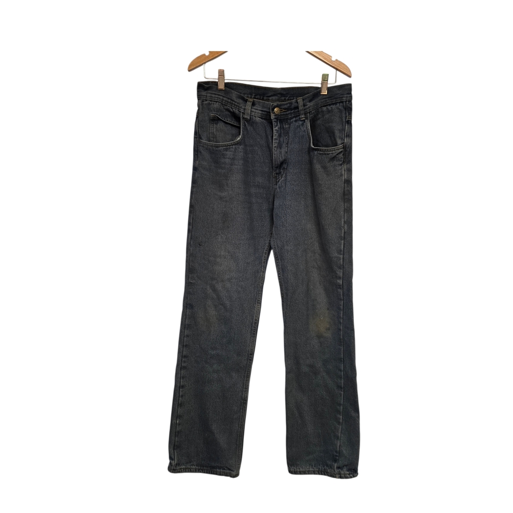 Distressed Key Men's Flannel Lined Blue Jeans Denim Straight Leg 32 x 34